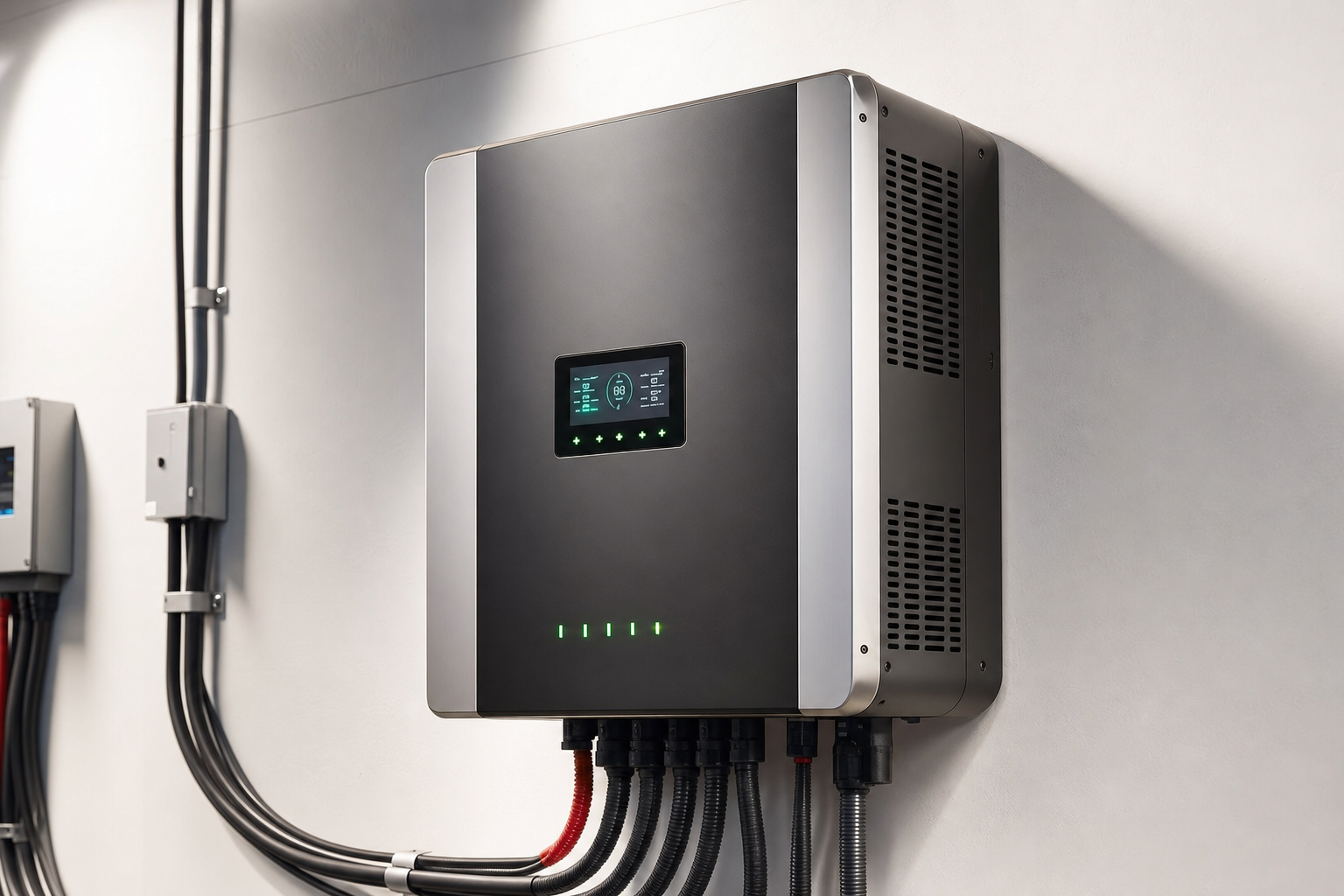 Commercial hybrid battery inverter-charger mounted in a food truck installation
